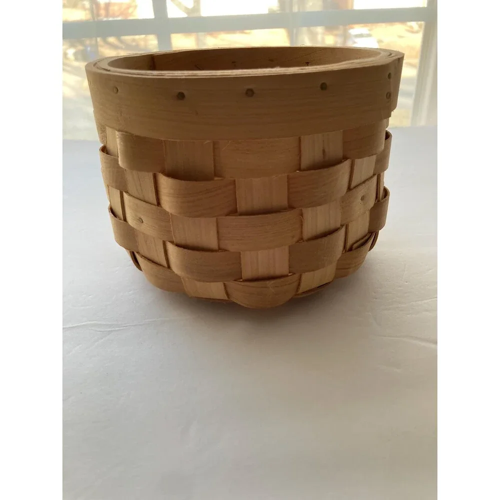 Small Mini Round Planter Basket Golden Oak 4 inches Tall 6 inch Diameter